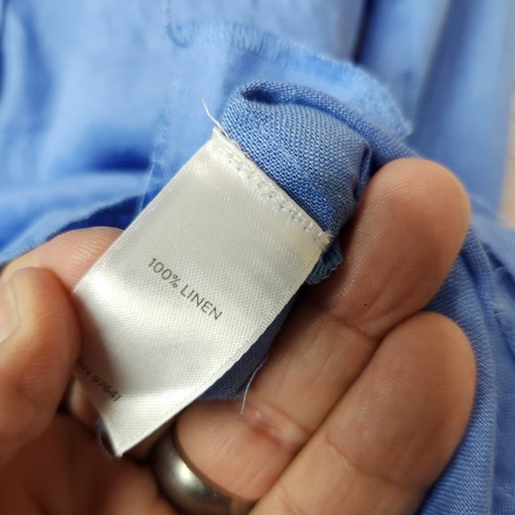 J Jill Navy Tunic Shirt Lagenlook 100% Linen Half Button Size Medium - Picture 5 of 12